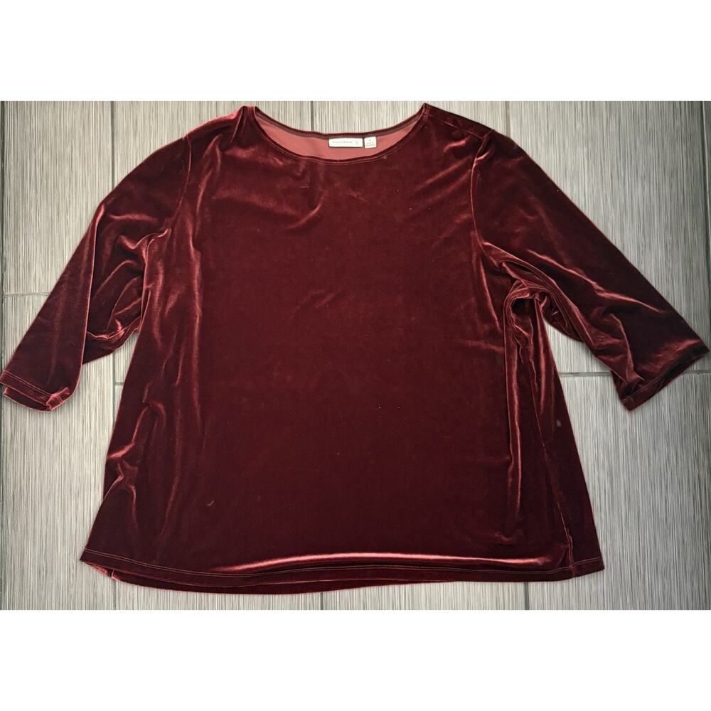 Susan Graver Red/ Burgundy Velvet Top Size 3X Holiday Valentine - Picture 1 of 4